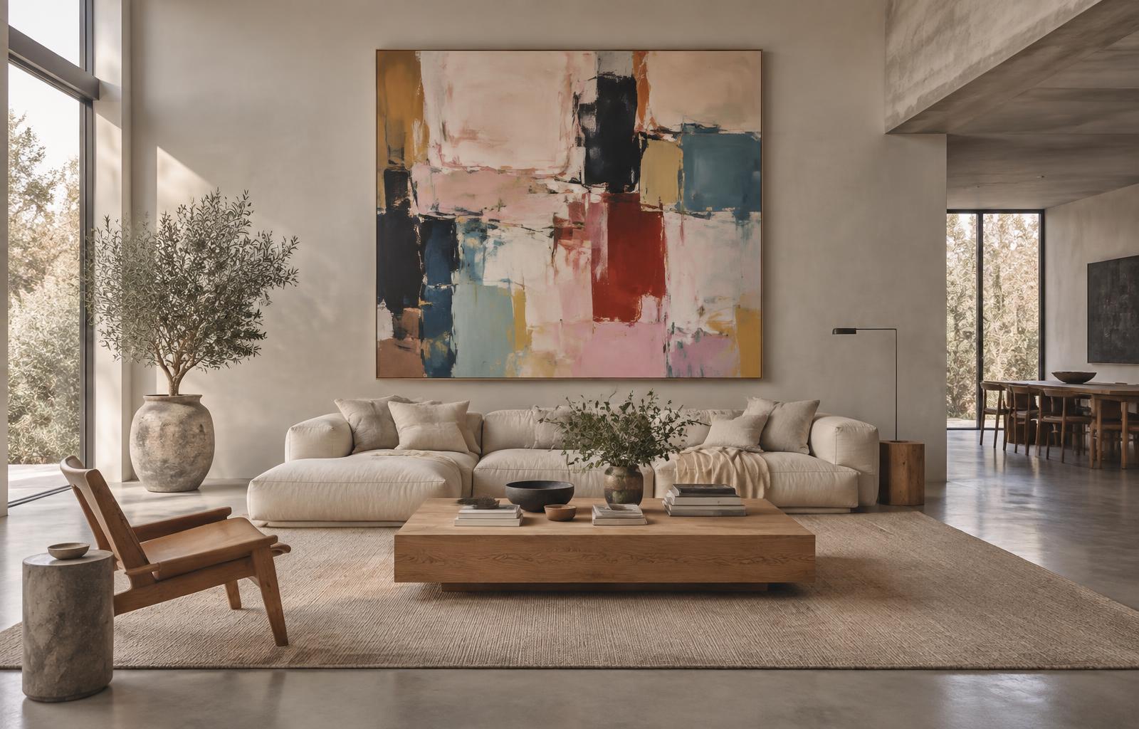 A painting installed in a living room